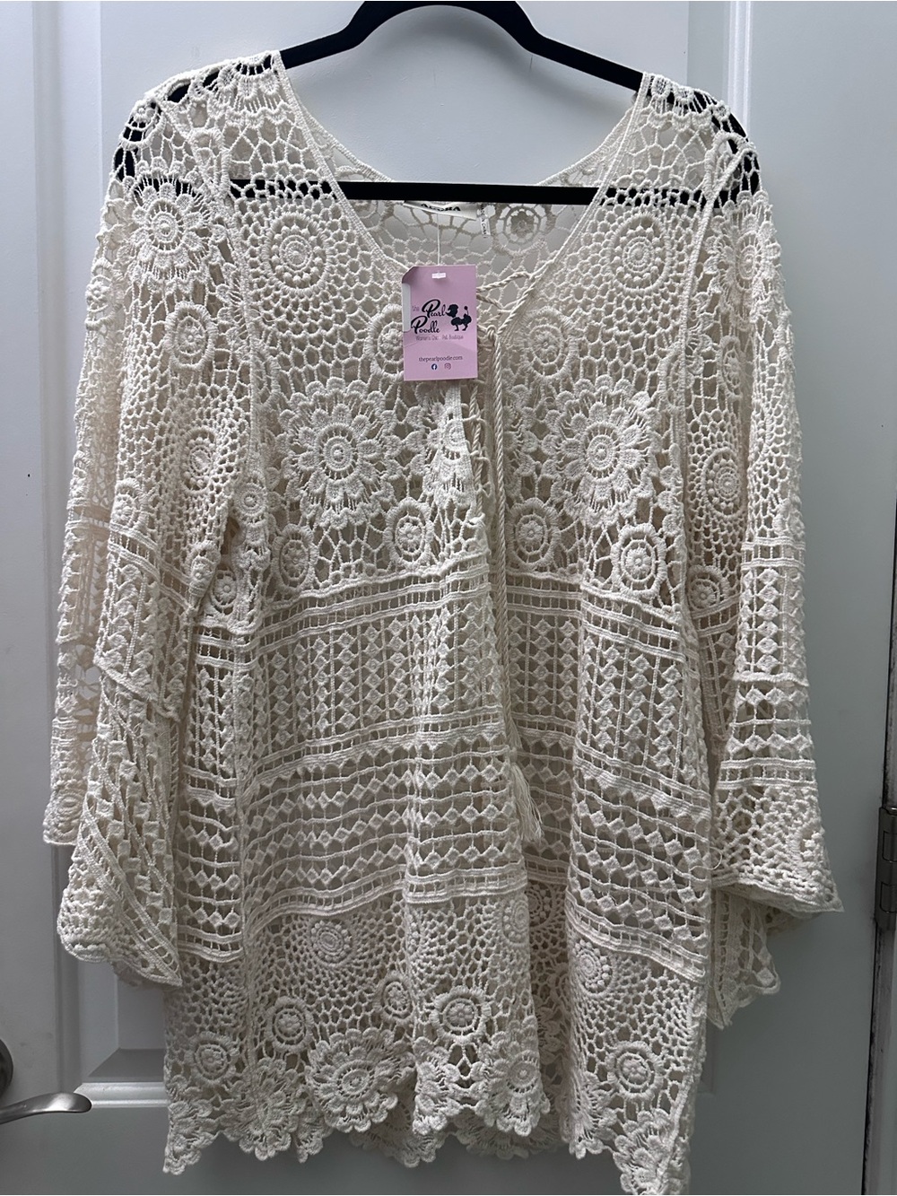 ADORA Ivory Crochet Lace Kimono Cardigan